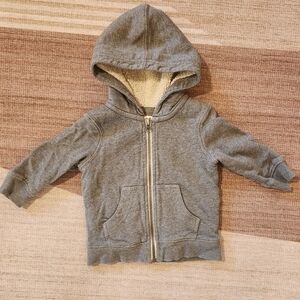 Hanna Andersson gray faux shearling French terry hoodie